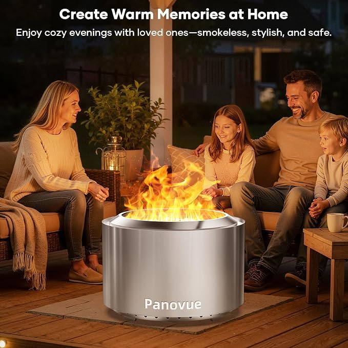 22 Inch Smokeless Fire Pit, Stainless Steel Wood Burning Outdoor Firepit - Image 2