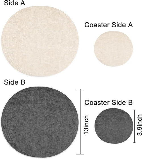 13-Inch Faux Leather Round Placemats Set of 4, Waterproof Anti-Slip Dual Sided - Image 2