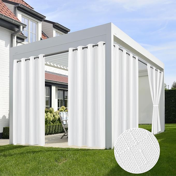 HolidayIdeas 4 Panels Linen Outdoor Curtains by HolidayIdeas