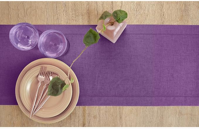 Solino Home Linen Purple Table Runner 108 Inches Long - Image 3