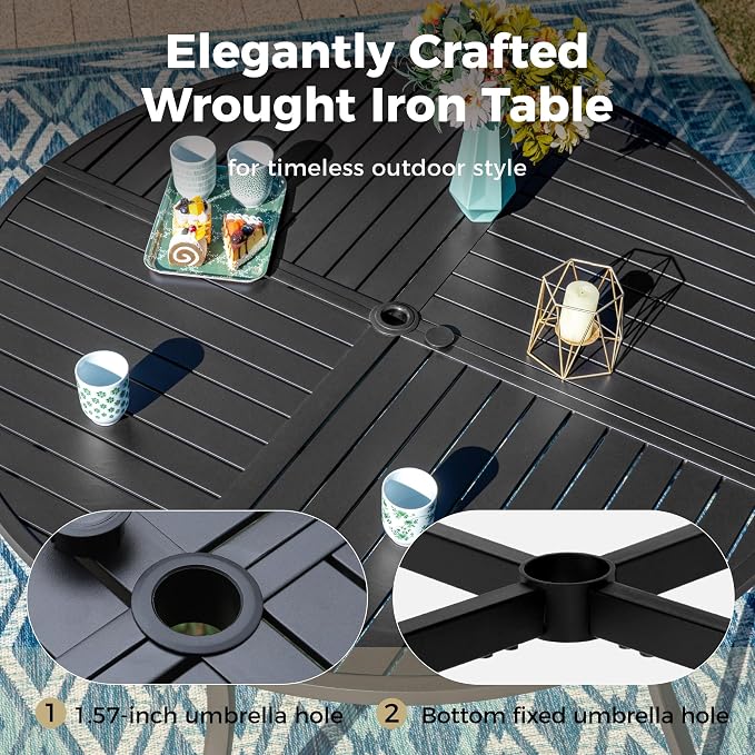 7 Pieces Round Outdoor Dining Set - Image 5