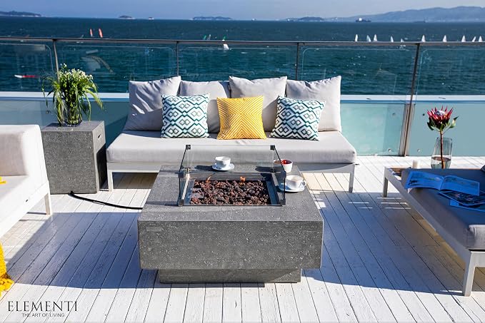 Elementi | Bundle Manhattan Gas Fire Pit Cast Concrete 36" Square Fire Table - Image 3