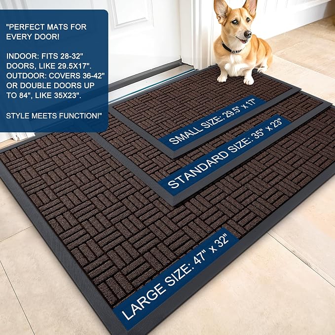 OLANLY Front Door Mat Outside Entrance 71x47, Heavy Duty Sturdy Natural Rubber - Image 2