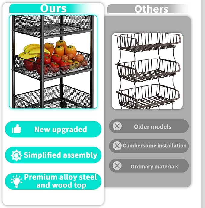 HapiRm Fruit Basket Kitchen Cart - Image 7