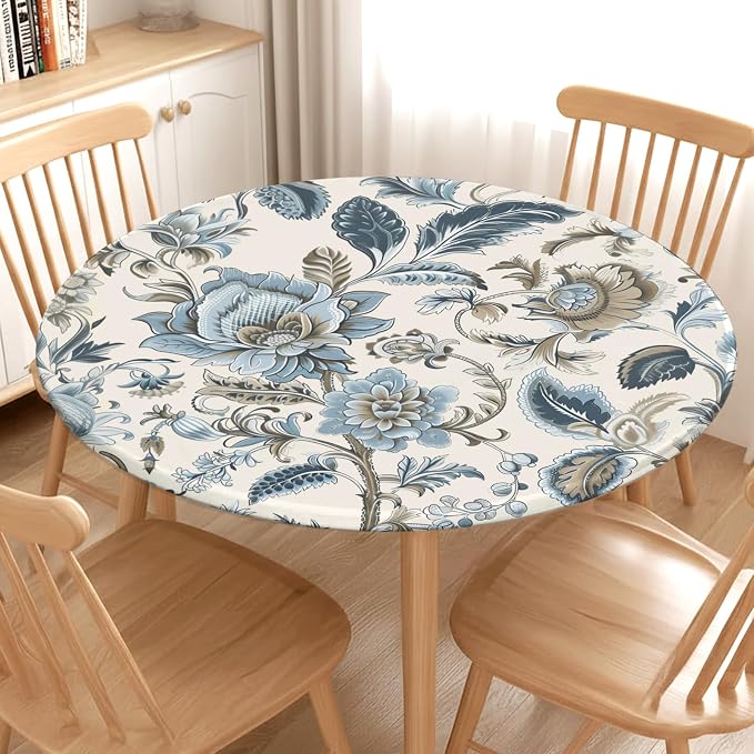 Vintage Floral Round Fitted Tablecloth - Image 8