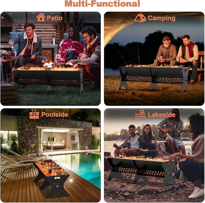Charcoal Grills 2 Packs | Portable Folding Camping Grills, Backpacking & BBQ - Image 6