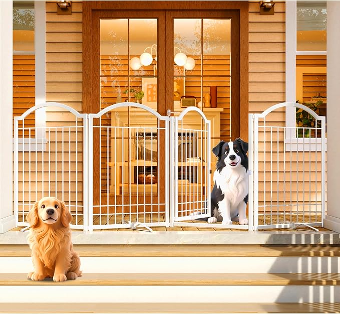 4NM Metal No Drilling Expandable Dog Gate, Extra Wide 96", Extra Tall 32" Free by 4NM