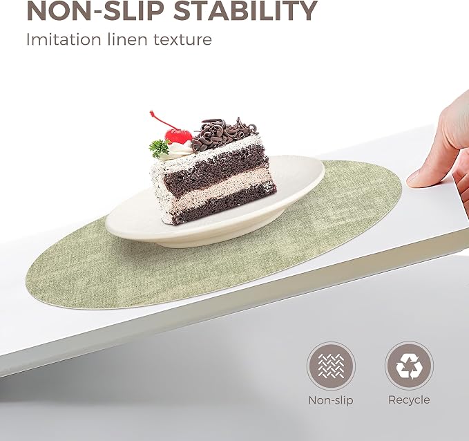 13" Round Placemats Set of 6, NCUE Dual-Sided Faux Leather Heat Resistant Table - Image 3