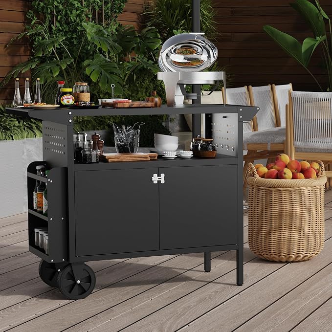 Outdoor Grill Table, Metal Grill Cart - Image 9