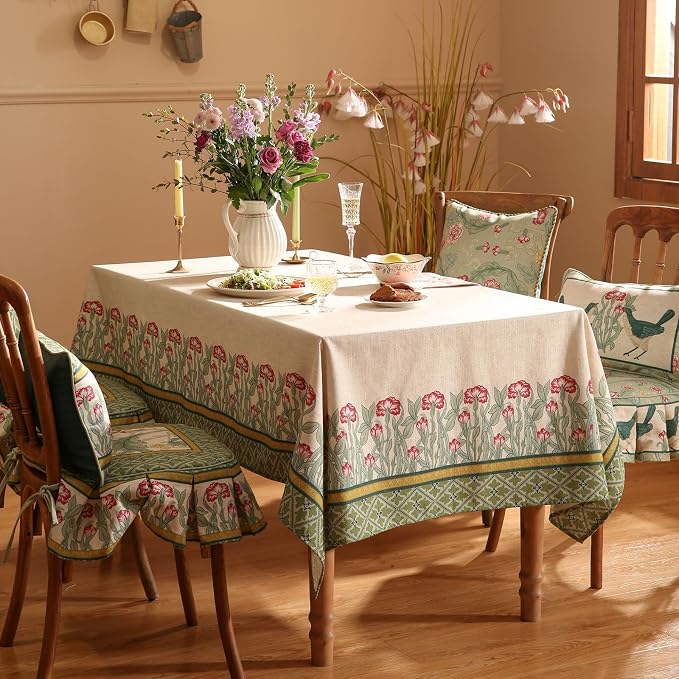 patdrea Designer Linen Green Tablecloth - Image 3