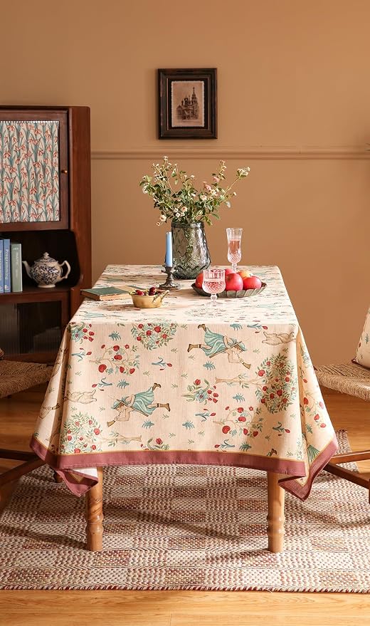 patdrea Designer Vintage Beige Tablecloth - Image 7