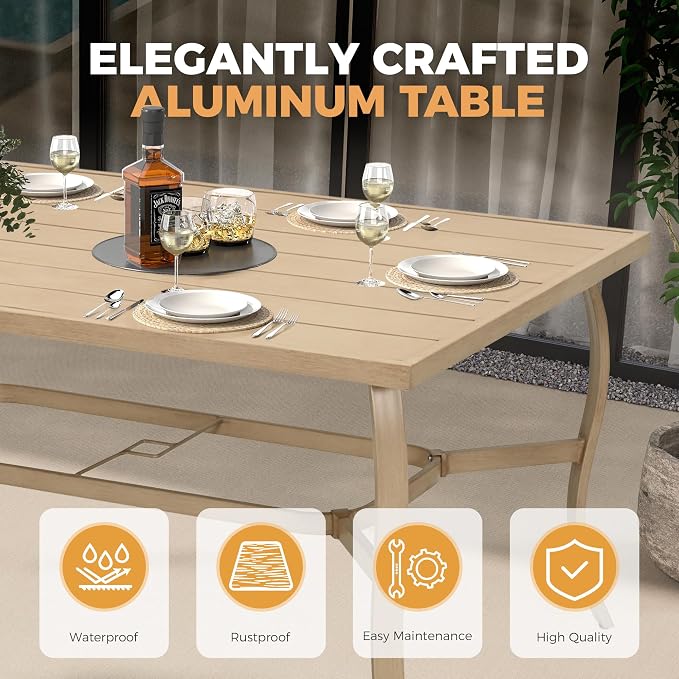 HAPPATIO 7 Piece Patio Swivel Dining Set, Aluminum Outdoor Dining Set - Image 4