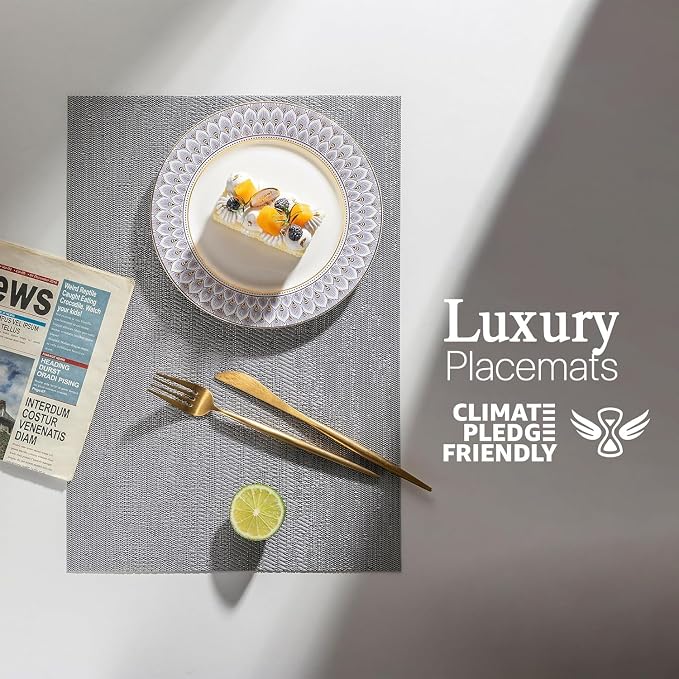 LEXMORE Placemats Set of 6 Vinyl/Plastic Woven Place Mats - Image 3