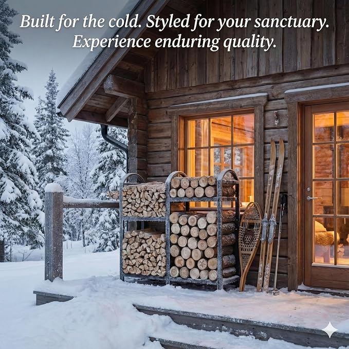 Firewood Rack Indoor With Hooks, 31inch Firewood Rack, log holders - Image 7