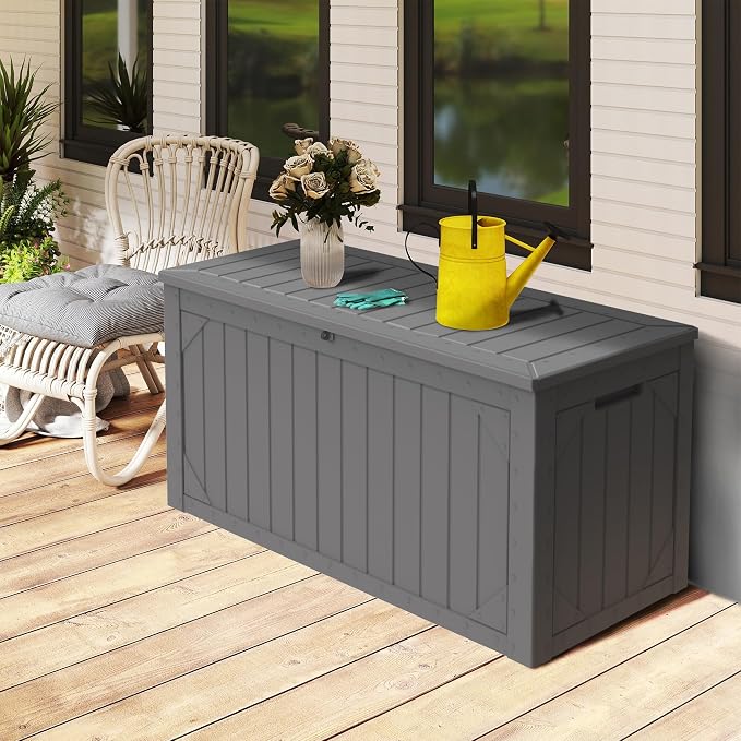 100 Gallon Outdoor Storage Box Waterproof, Resin Deck Box Storage Bin - Image 6