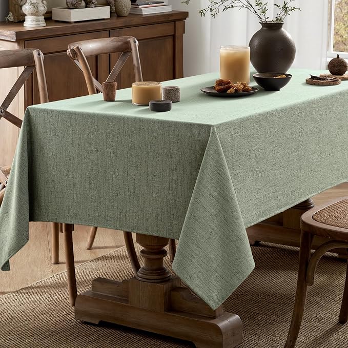 MIULEE Sage Green Linen Polyester Tablecloth 52x70 Inch Spring Rectangle Table - Image 5