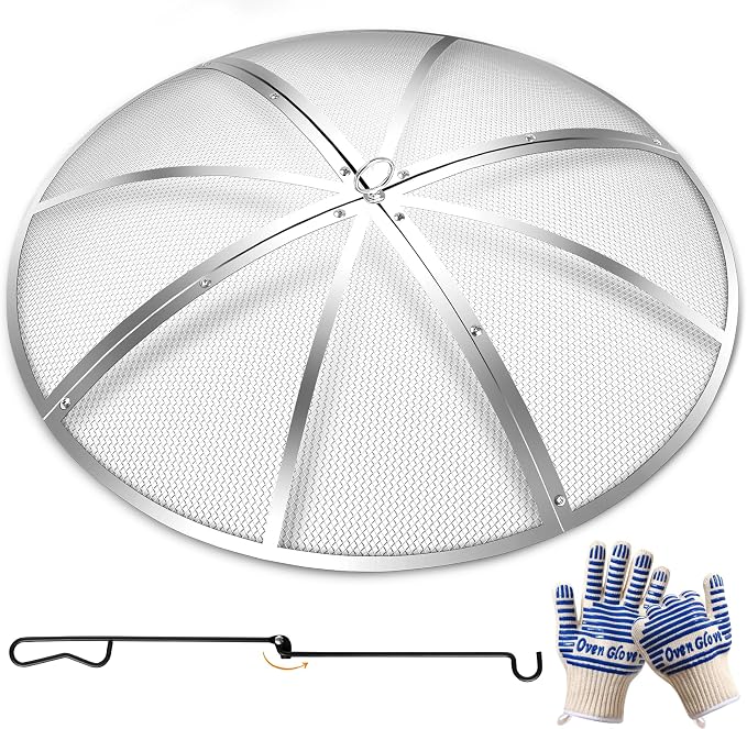 Stainless Steel Fire Pit Spark Screen 22 Inch Round, Heavy Duty Outdoor Fire by Baitedelai