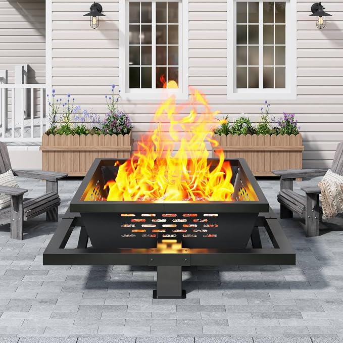 47" Large Fire Pit, Square Outdoor Fire Pit - Image 4
