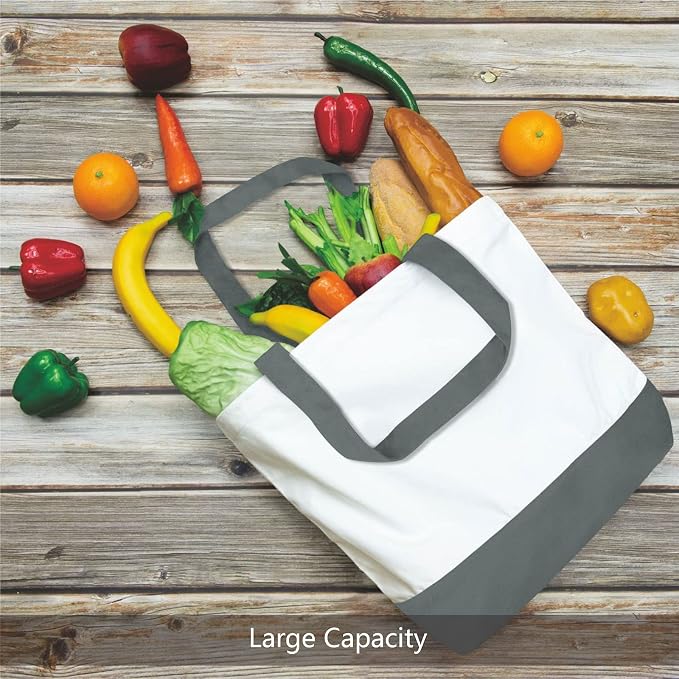 TOPDesign 3-Pack Super Strong Large 12oz Cotton Canvas Tote Bags, Reusable - Image 4