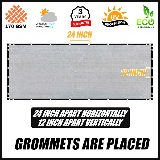 Royal Shade Custom Size 4' x 67' Grey Fence Privacy Screen Windscreen Cover - Image 4