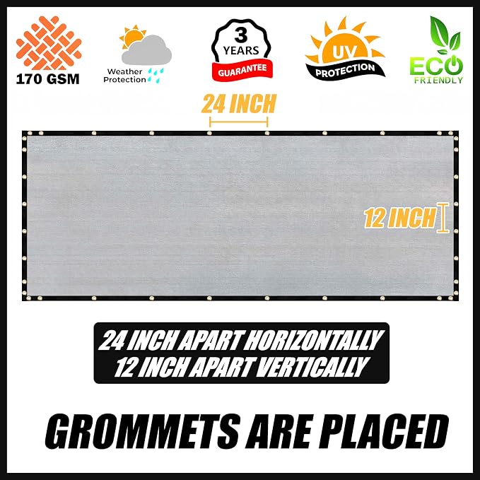 Royal Shade Custom Size 4' x 102' Grey Fence Privacy Screen Windscreen Cover - Image 4