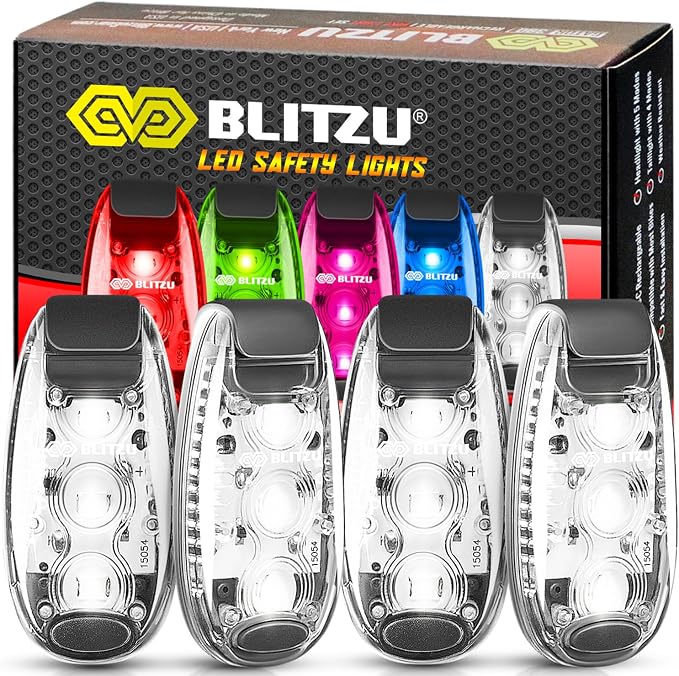 4 Pack LED Safety Light, Clip on Reflective Gear Lights by BLITZU