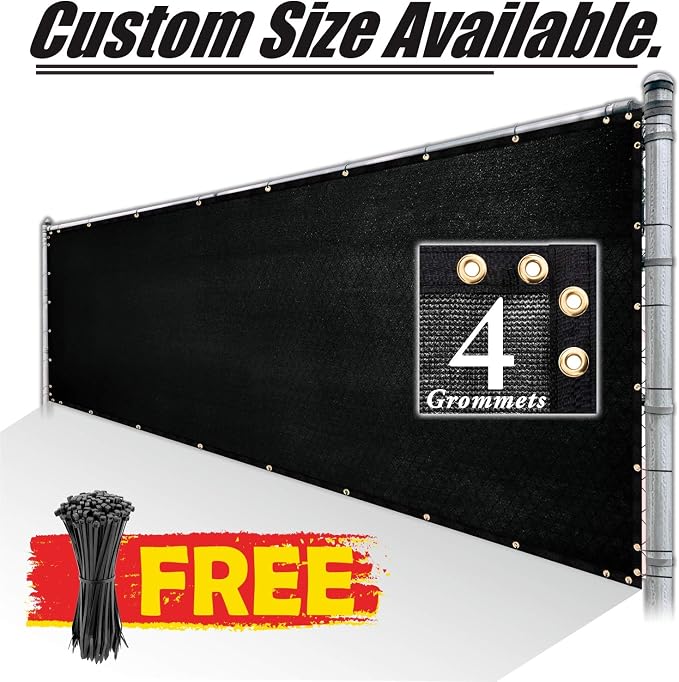 Royal Shade Custom Size 4' x 20' Black Fence Privacy Screen Windscreen Cover - Image 7