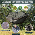 Hammock with Mesh Bug Net, Parachute Nylon, Black and Grey