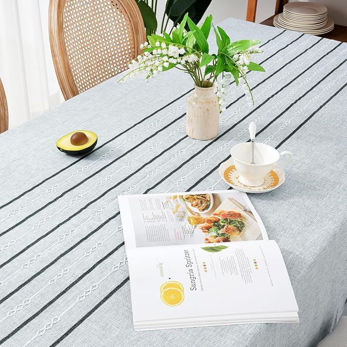 Chassic 60 x 60 inches Farmhouse Style Linen tablecloths, Wrinkle Resistant - Image 3
