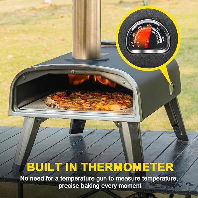 Pizza Oven Outdoor 12" Wood Fired Pizza Ovens Pellet Pizza Stove - Image 3