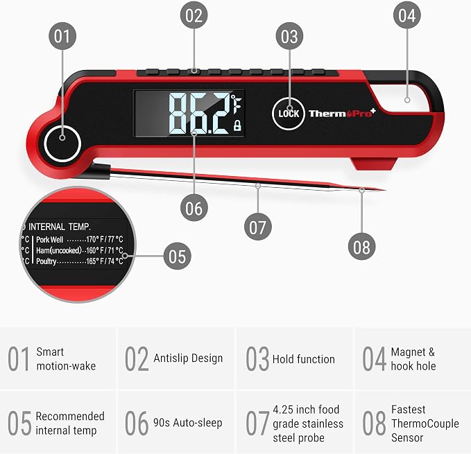 ThermoPro TP620 Instant Read Meat Thermometer Digital, Cooking Thermometer - Image 6