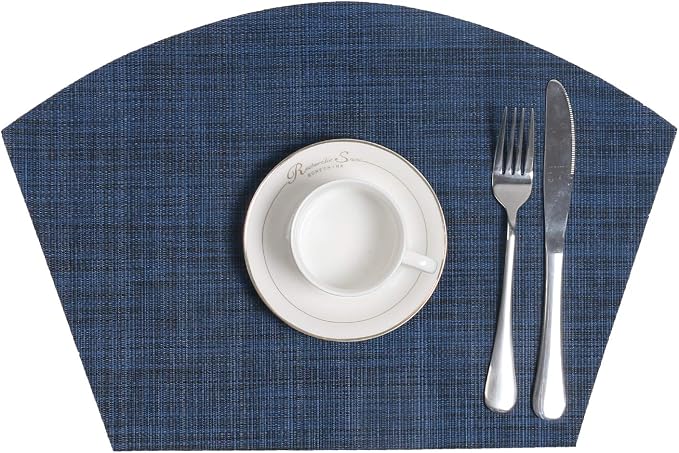 SHACOS Small Round Table Placemats Wedge Placemat Set of 4 Non Slip Heat - Image 3