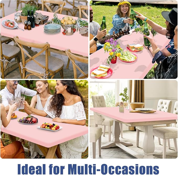 Spandex 5 Foot Rectangle Table Cloth 6 Pack, Elastic Fitted Tablecloths - Image 9