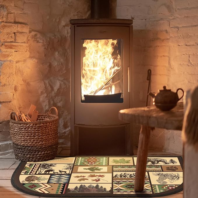 Demissle Cabin Fireplace Hearth Rug Fireplace Mats Cabin Southwestern Fireproof - Image 6