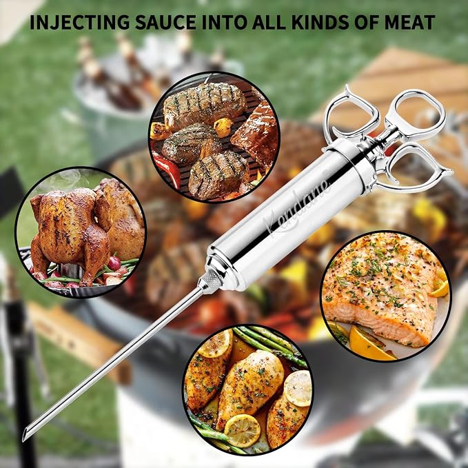 Meat Injector Syringe 2-oz Marinade Flavor Barrel 304 Stainless Steel - Image 3