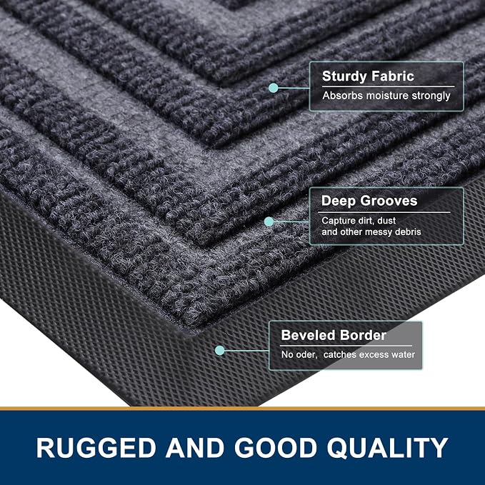 Buganda Front Door Mat Indoor Outdoor Entrance, Non-Slip Natural Rubber Doormats - Image 4