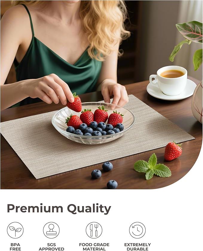 Leetaltree Beige White Placemats Set of 16 - Image 6