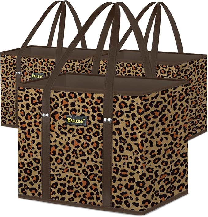 BALEINE 3Pk Reusable Grocery Bags, Foldable Shopping Bags by BALEINE
