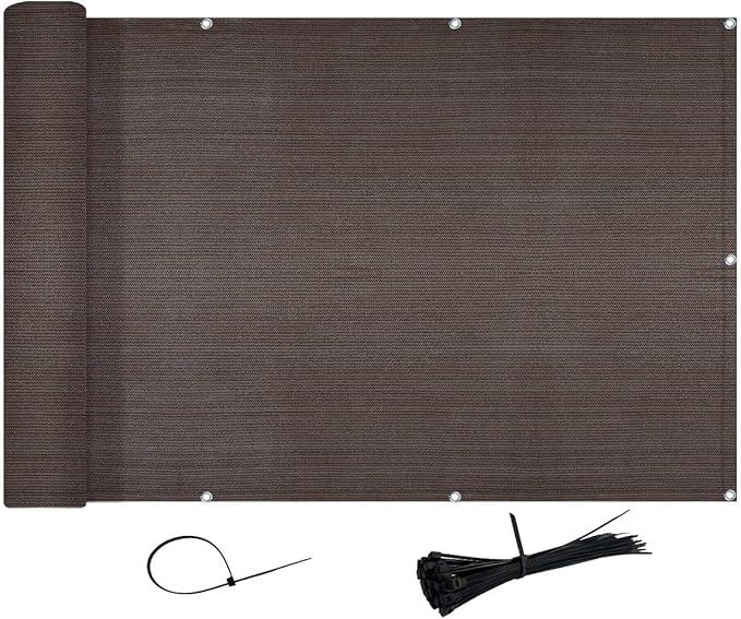 SUNNY GUARD 3'x16' Brown Balcony Deck Privacy Screen Fence, Apartments Railing by SUNNYGUARD