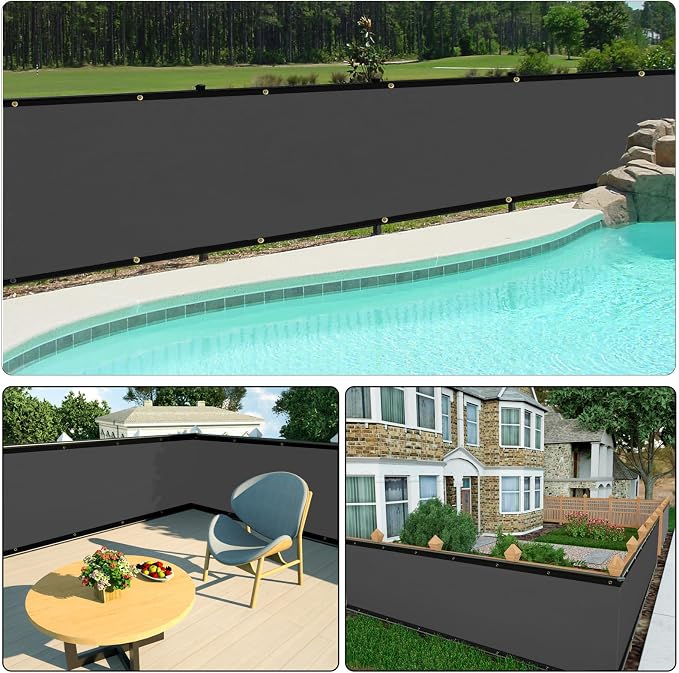 UPGRADE Privacy Fence Screen 3'x23' Dark Grey Outdoor 90% Visibility Blockage - Image 6