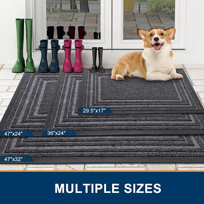 Buganda Front Door Mat Indoor Outdoor Entrance, Non-Slip Natural Rubber Doormats - Image 2