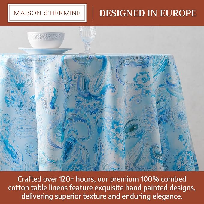 Maison d'Hermine Premium Table Cloth Round Table 100% Cotton 70 Inches - Image 3