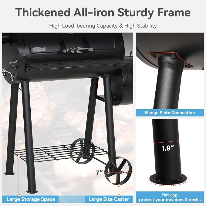 GREEN PARTY Offset Smoker Charcoal Grills - Image 8