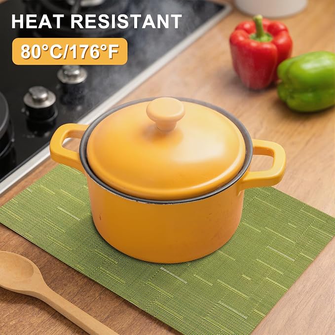 Woven Vinyl Placemats Set of 8 Wipe Clean PVC Heat Resistant Place Mats Durable - Image 3