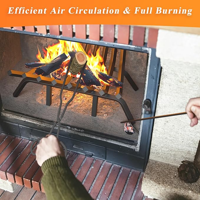 Fireplace Grate 24 Inch with 8 Support Legs, Solid Steel Heavy Duty Fireplace - Image 7