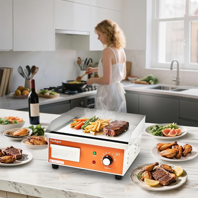 15.3 IN Nonstick Stainless Steel Electric Griddle Adjustable Temperature - Image 3