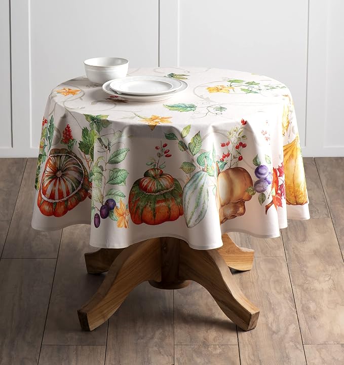 Maison d' Hermine Table Cloth Round Table 100% Cotton 69 Inches Fall Tablecloth - Image 9