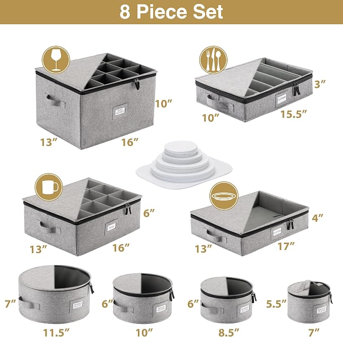 8pcs Hard Shell China Dinnerware Storage Containers - Image 5