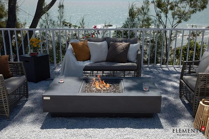 Elementi+ | Cannes Gas Fire Pit Cast Concrete 60" Rectangular Fire Table - Image 6