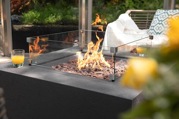 AMS Fireplace | Rectangular Fire Pit Glass Wind Guard - Image 9